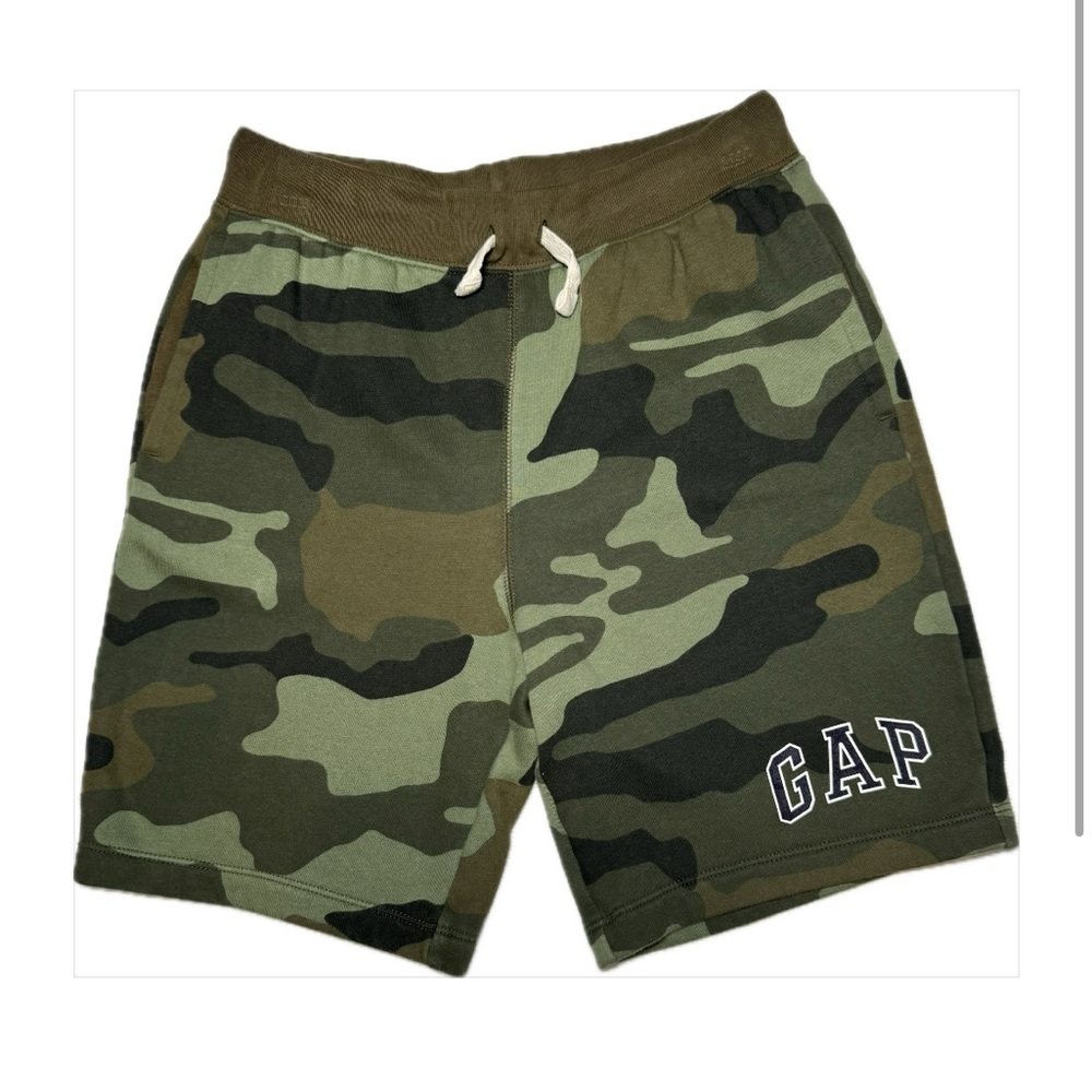 GAP Kids Green Camo Logo Pull-On Shorts Boys size XXL 14/16